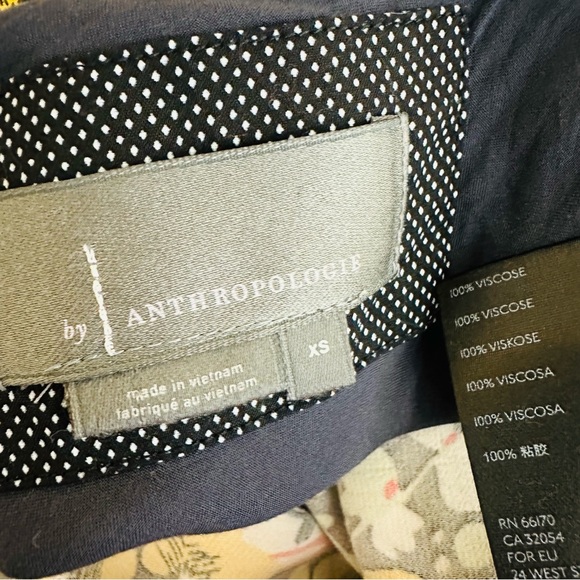 Anthropologie Elyse Floral Byas Cut Slip Dress Side Slit Midi Dress Size XS - Picture 12 of 12